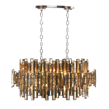 Eurofase Vienna 40.5" 16-Light Chandelier, Chrome with Amber Glass, front view