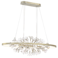 Eurofase Clayton 43.25" LED Chandelier, Brushed Silver with Clear Glass, front view