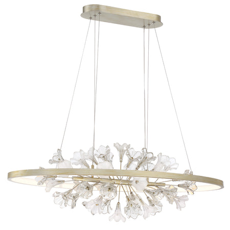 Eurofase Clayton 43.25" LED Chandelier, Brushed Silver with Clear Glass, front view