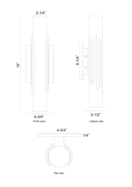 Venna wall sconce dimension drawing