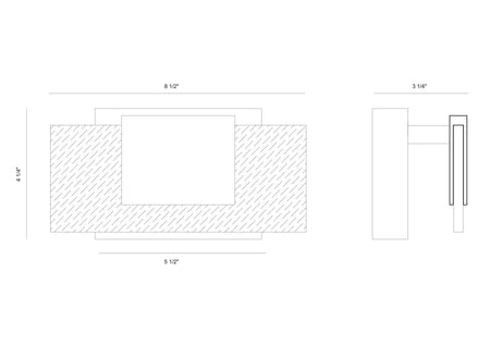 Kasha vanity light dimension drawing