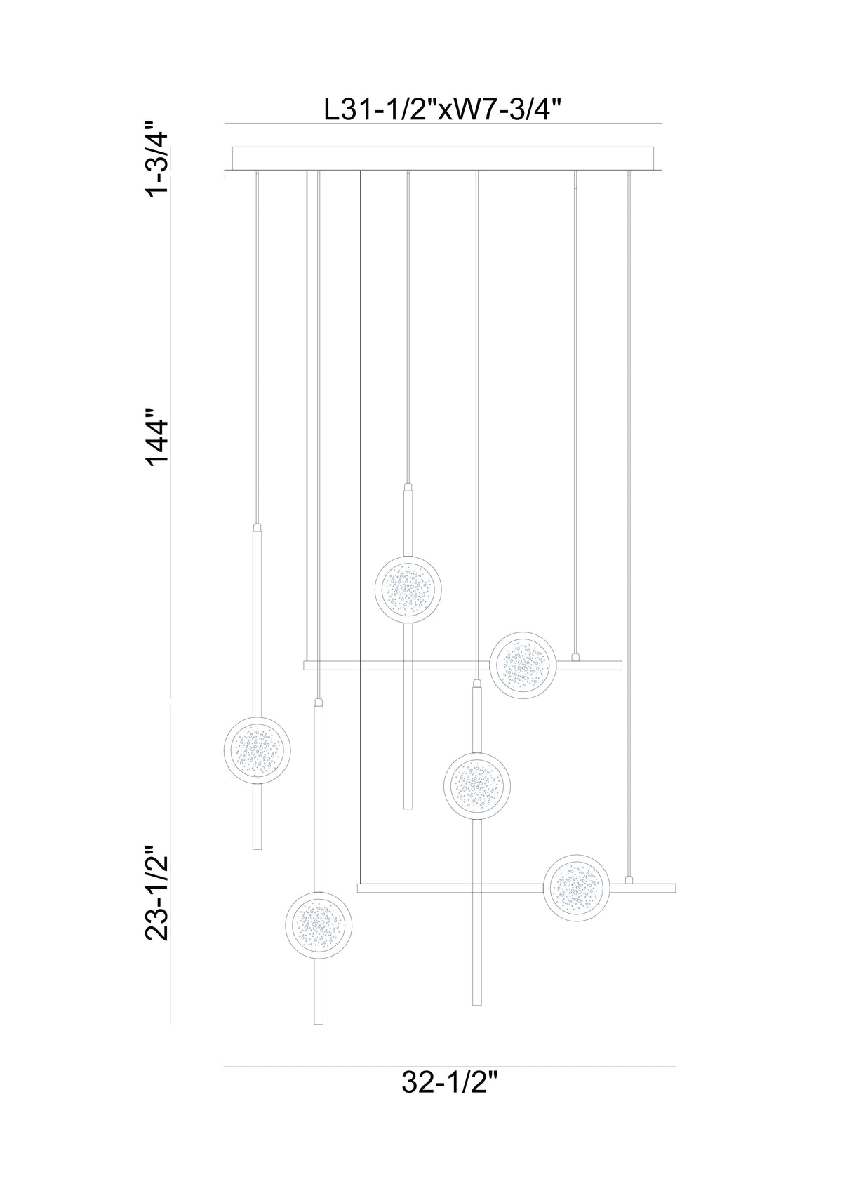 Barletta chandelier dimension drawing