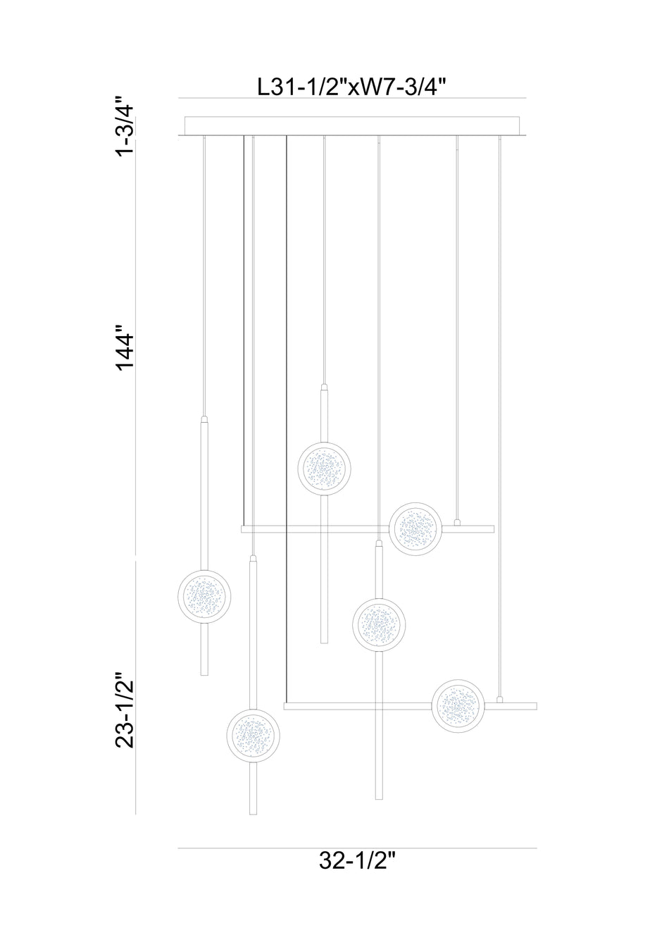 Barletta chandelier dimension drawing