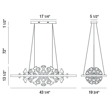 Clayton chandelier dimension drawing