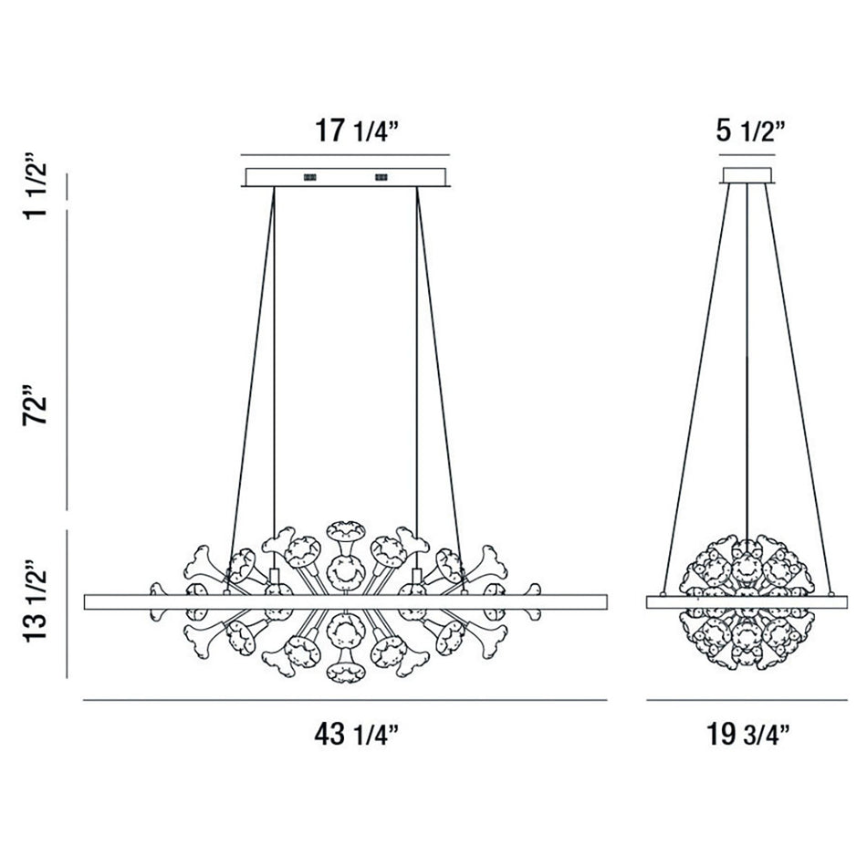 Clayton chandelier dimension drawing