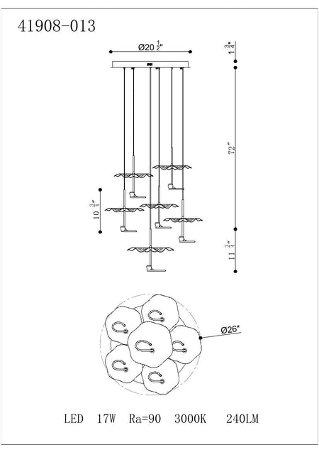 Lagatto chandelier dimension drawing