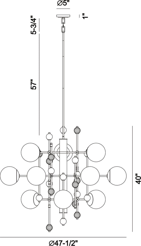 Traiton chandelier dimension drawing