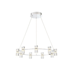 Eurofase Netto 24.75" 9-Light LED Pendant, Chrome with White Acrylic, front view