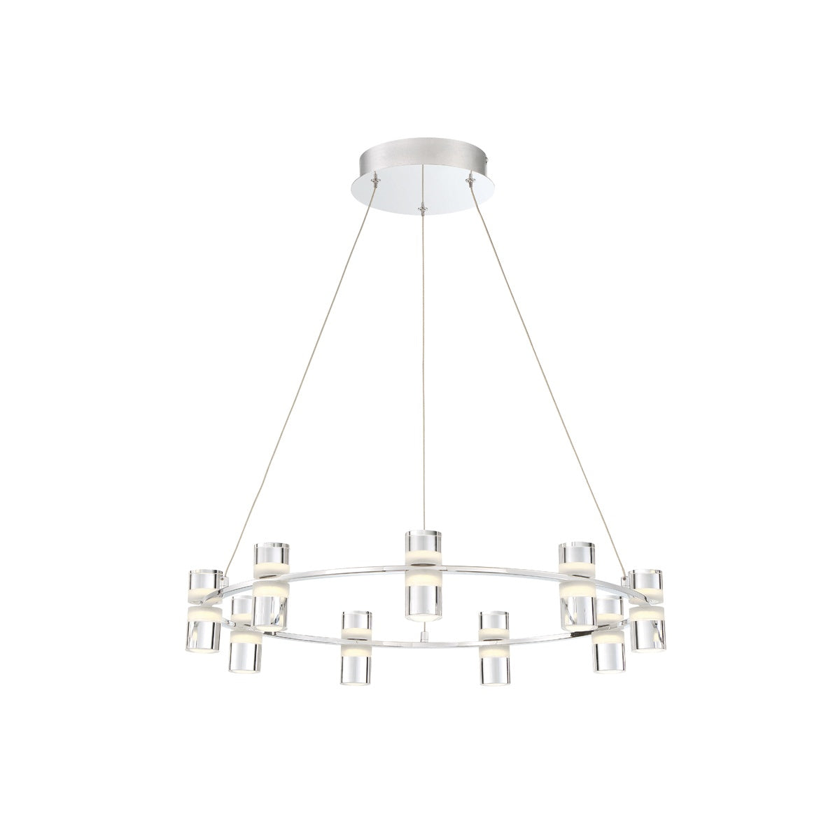 Eurofase Netto 24.75" 9-Light LED Pendant, Chrome with White Acrylic, front view