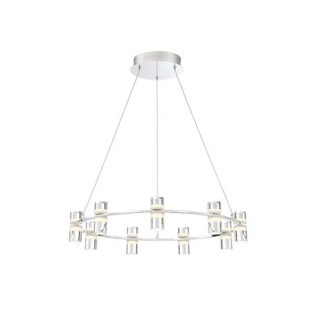 Eurofase Netto 24.75" 9-Light LED Pendant, Chrome with White Acrylic, front view