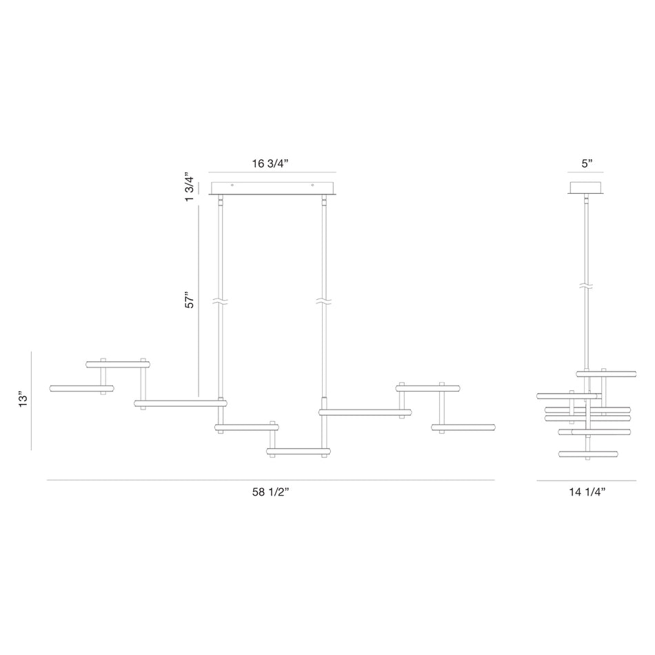 Giro chandelier dimension drawing
