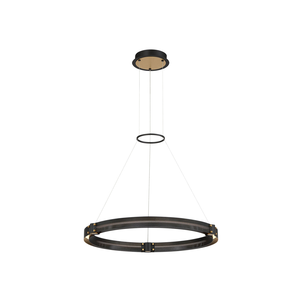 Eurofase Admiral 28.5" LED Pendant, Gold­black Mix with White Acrylic, front view