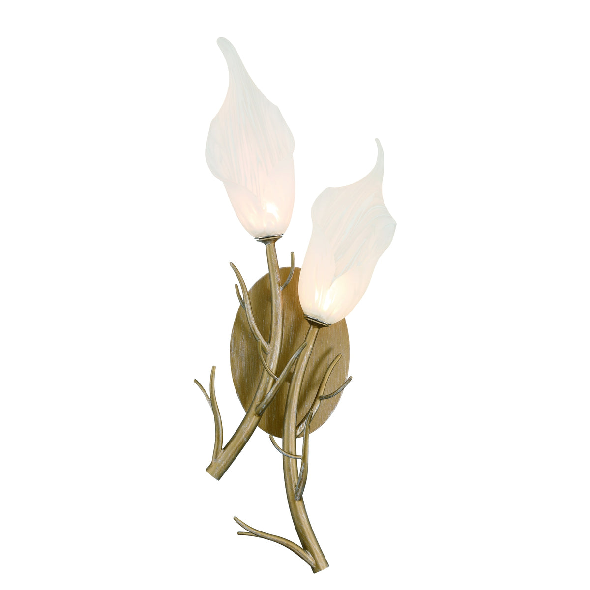 Eurofase Matera 10" 2-Light LED Wall Sconce, Antique Gold with White Glass, front view