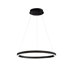Eurofase Spunto 27.5" LED Chandelier, Matte Black with White Glass, front view