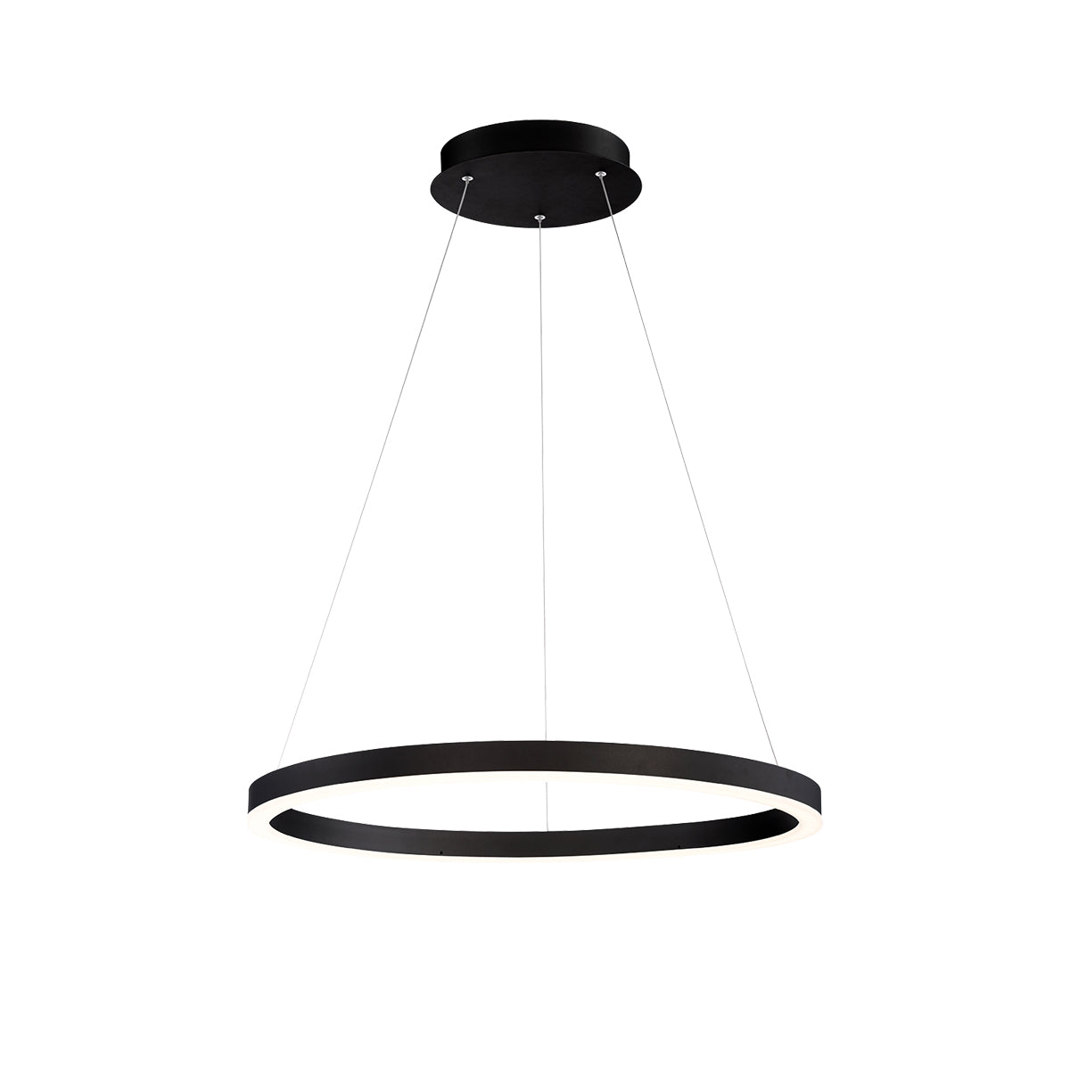 Eurofase Spunto 27.5" LED Chandelier, Matte Black with White Glass, front view