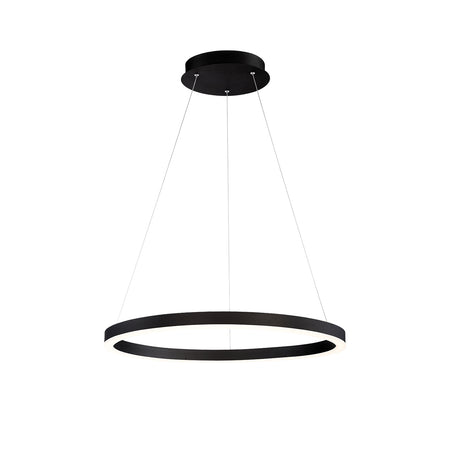 Eurofase Spunto 27.5" LED Chandelier, Matte Black with White Glass, front view