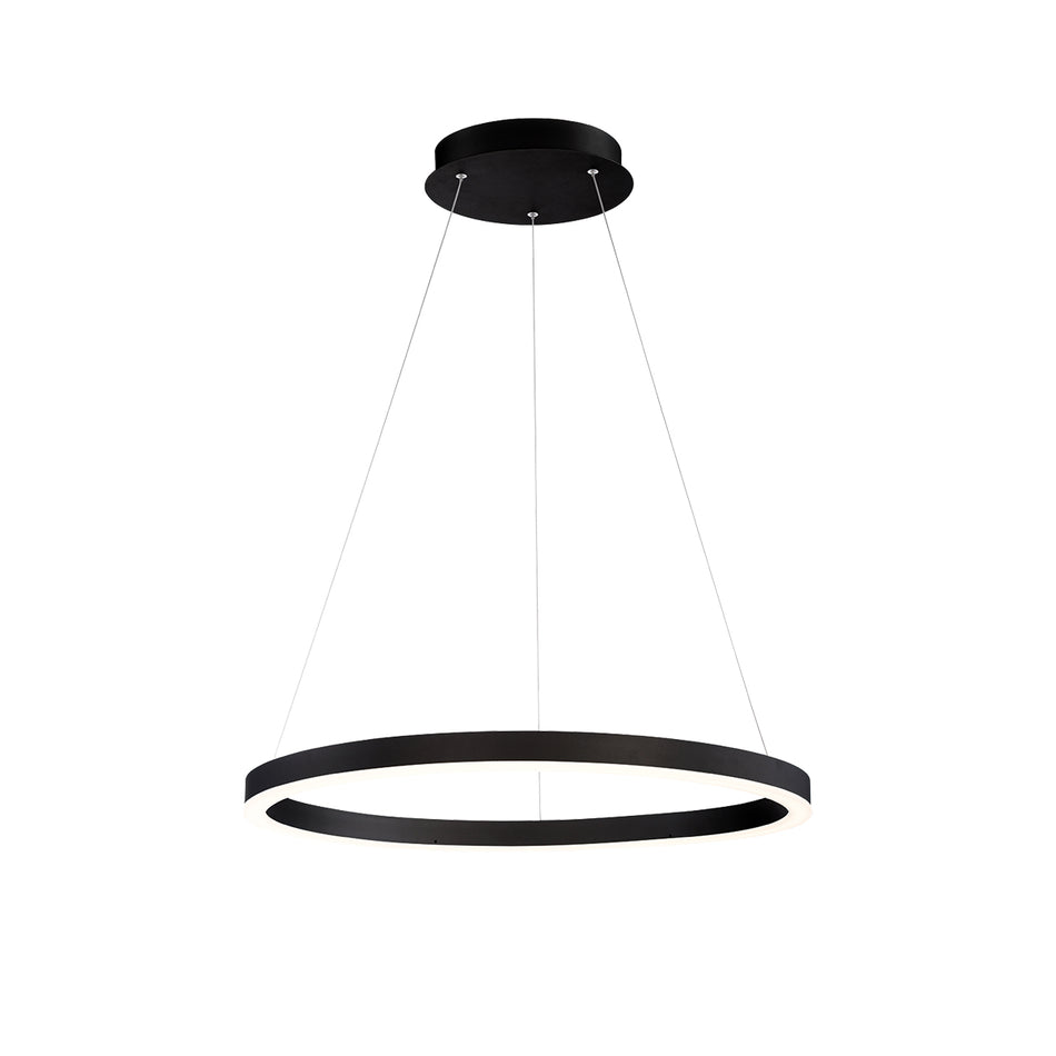 Eurofase Spunto 27.5" LED Chandelier, Matte Black with White Glass, front view