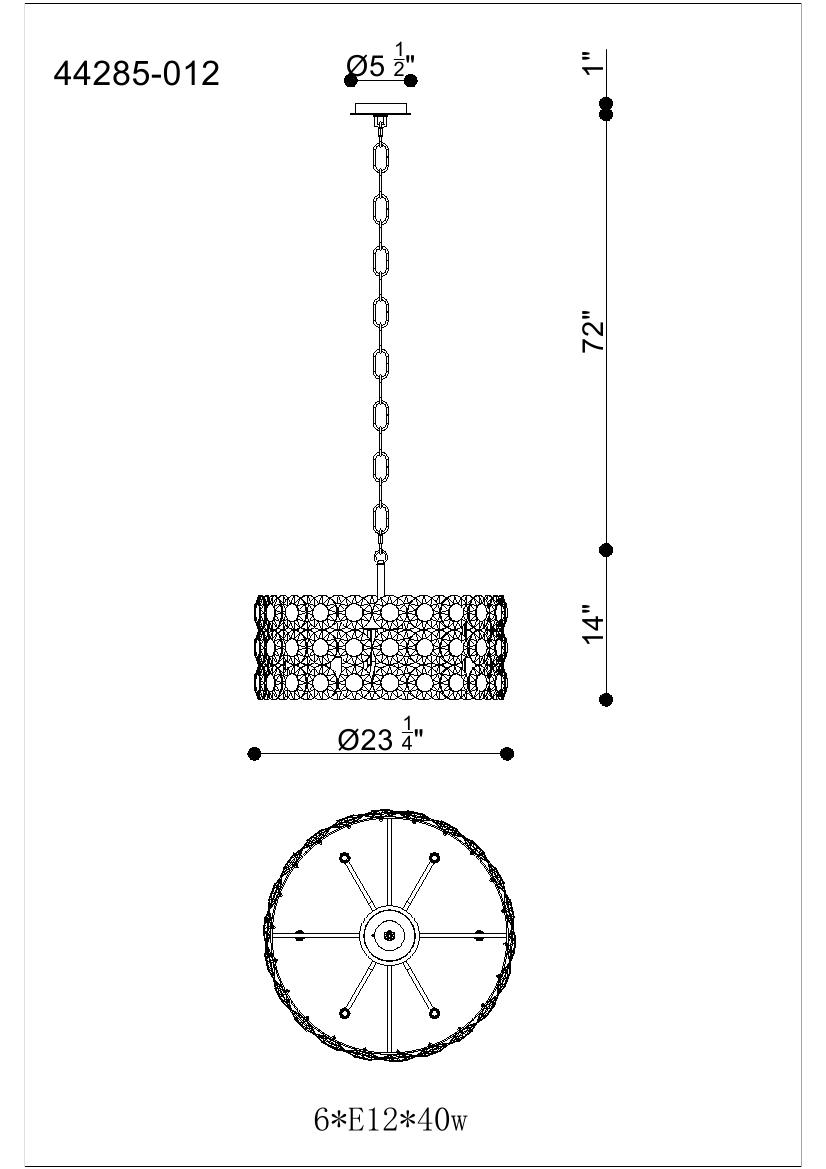 Perrene chandelier dimension drawing