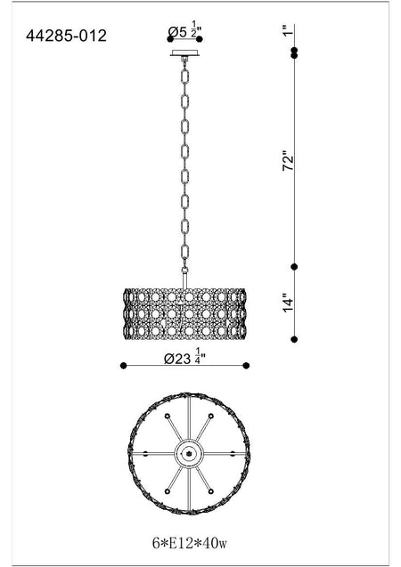 Perrene chandelier dimension drawing