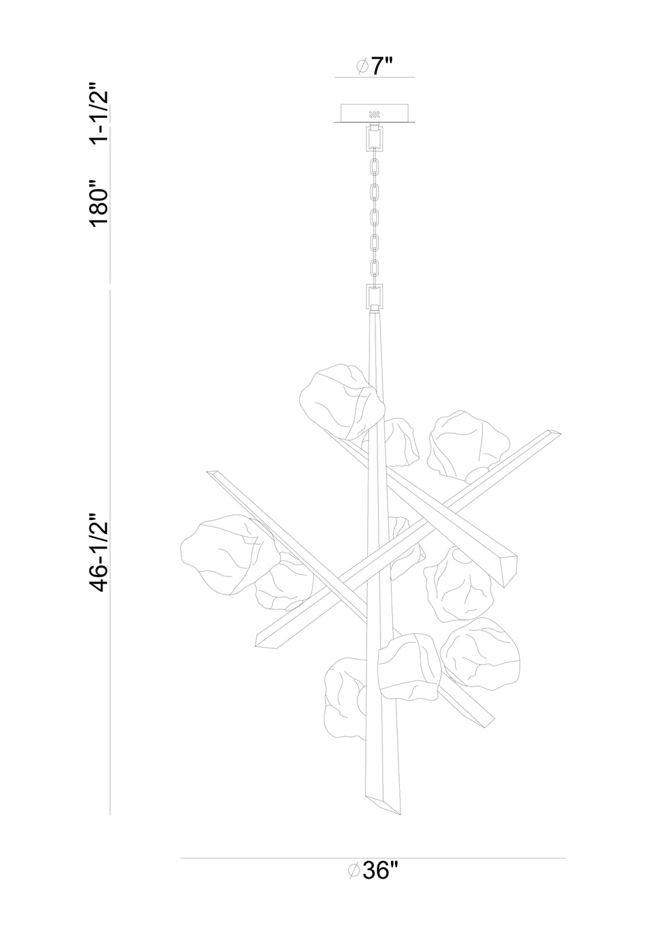 Thorah chandelier dimension drawing