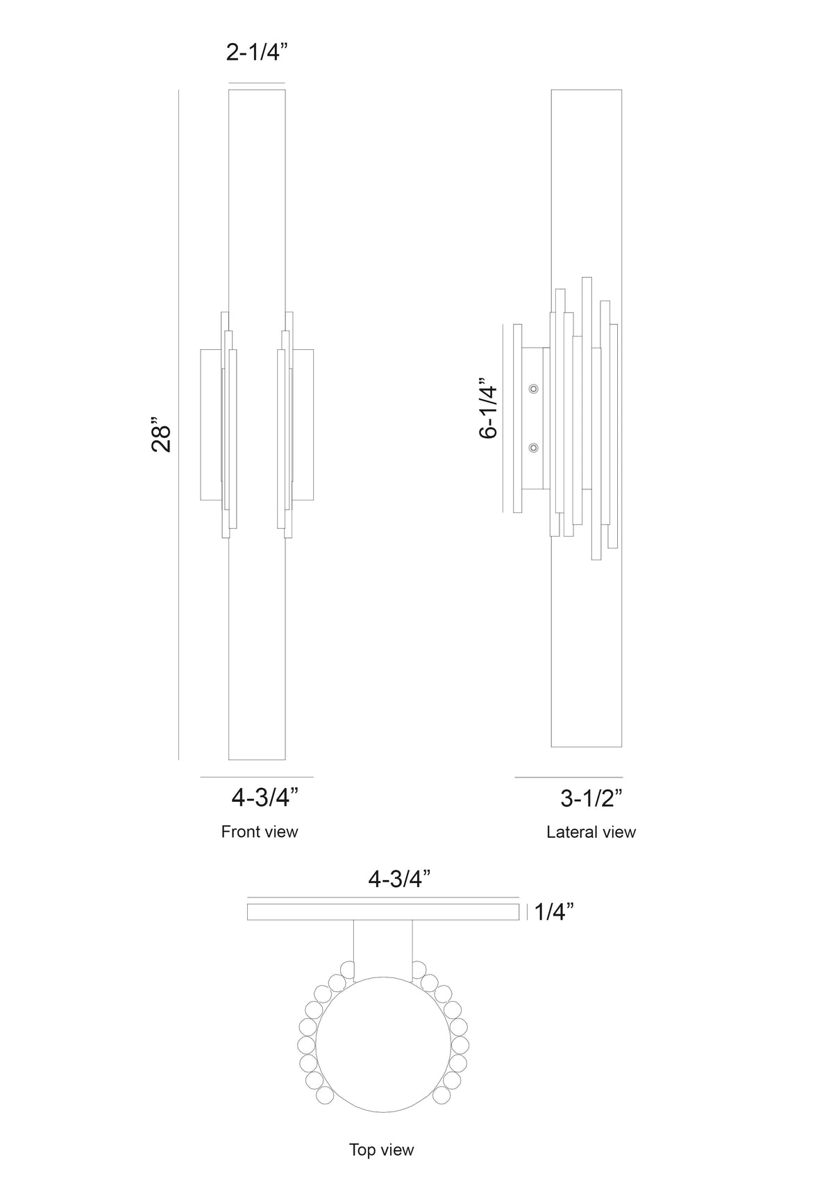 Venna wall sconce dimension drawing