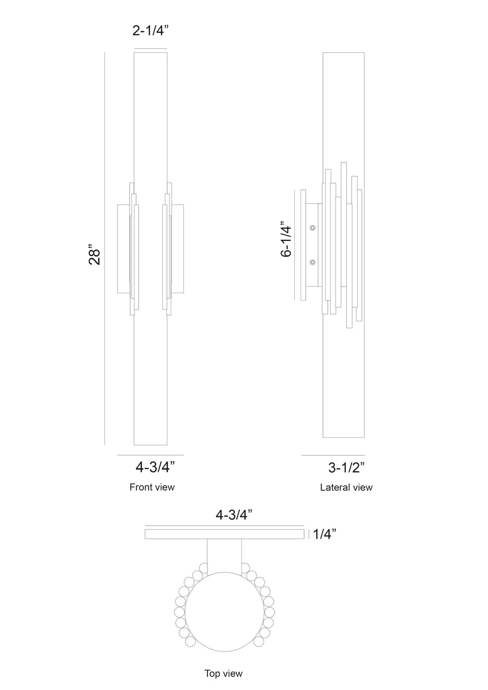 Venna wall sconce dimension drawing