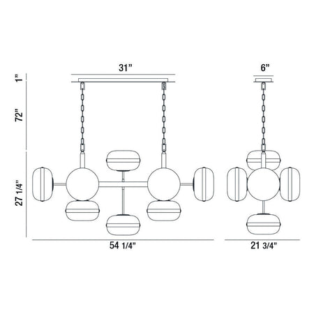Nottingham chandelier dimension drawing