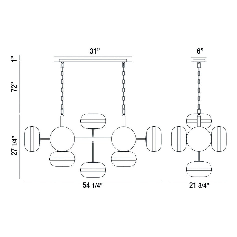 Nottingham chandelier dimension drawing