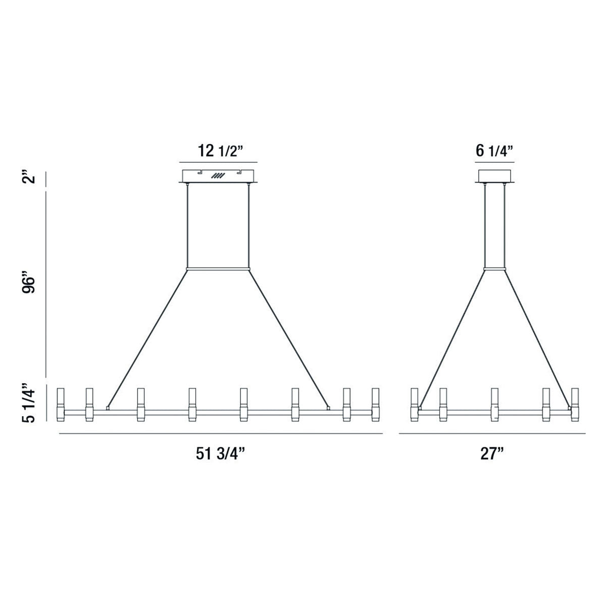 Altamont chandelier dimension drawing
