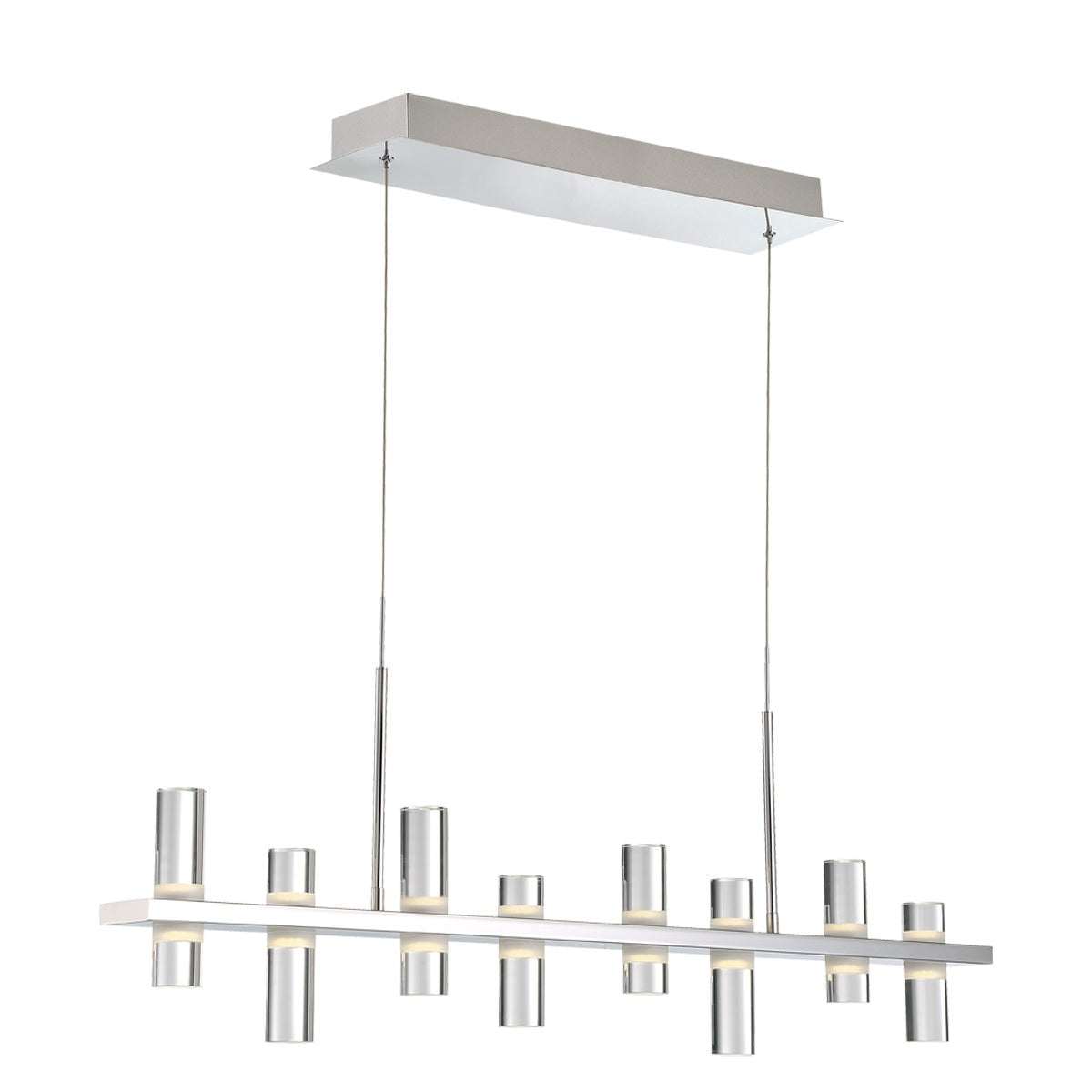 Eurofase Netto 41.5" 16-Light LED Chandelier, Chrome with White Acrylic, front view