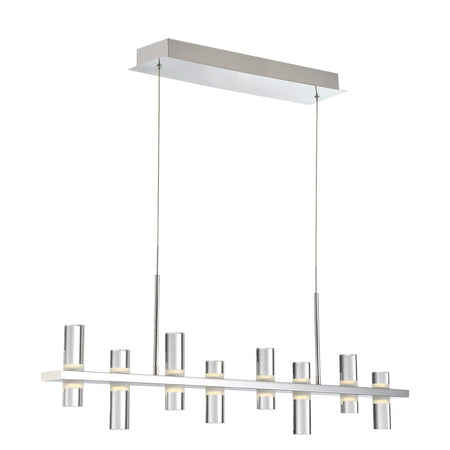 Eurofase Netto 41.5" 16-Light LED Chandelier, Chrome with White Acrylic, front view