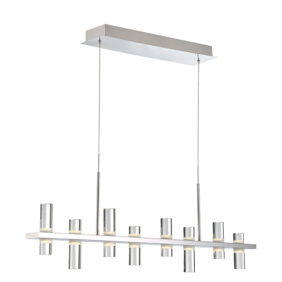 Eurofase Netto 41.5" 16-Light LED Chandelier, Chrome with White Acrylic, front view