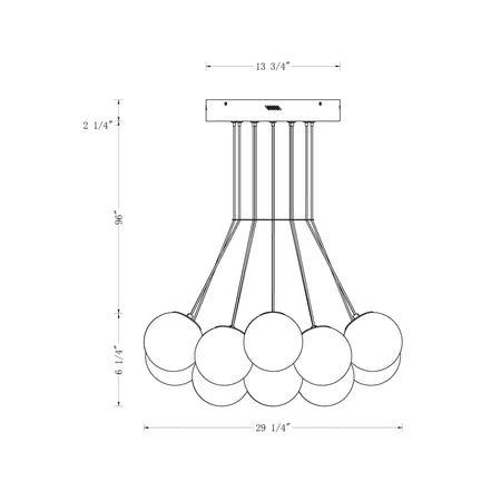 Kepler chandelier dimension drawing