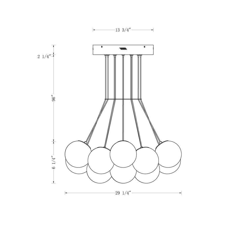 Kepler chandelier dimension drawing