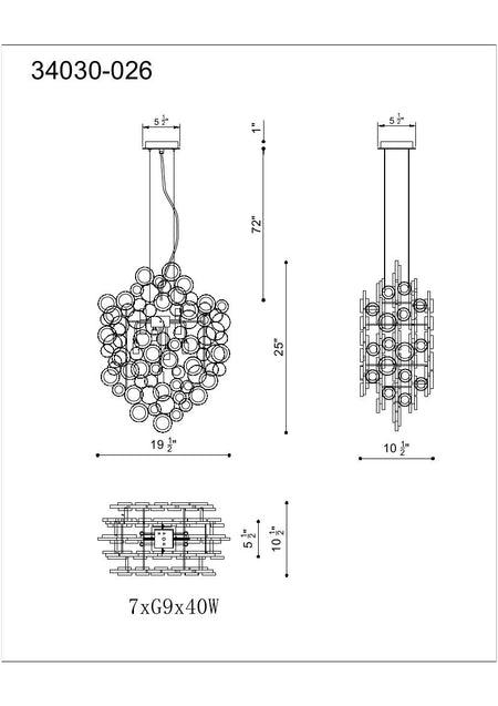 Trento chandelier dimension drawing