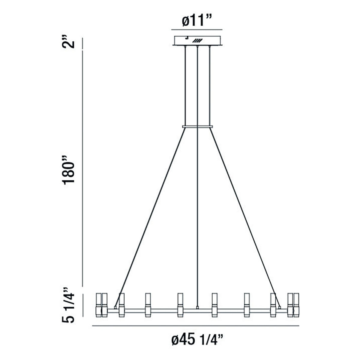 Albany chandelier dimension drawing