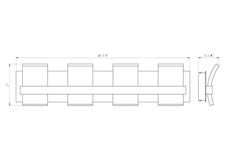 Cambridge vanity light dimension drawing