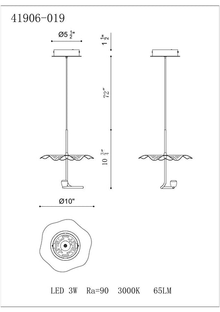 Lagatto pendant dimension drawing