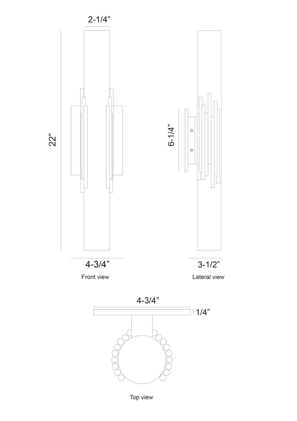 Venna wall sconce dimension drawing