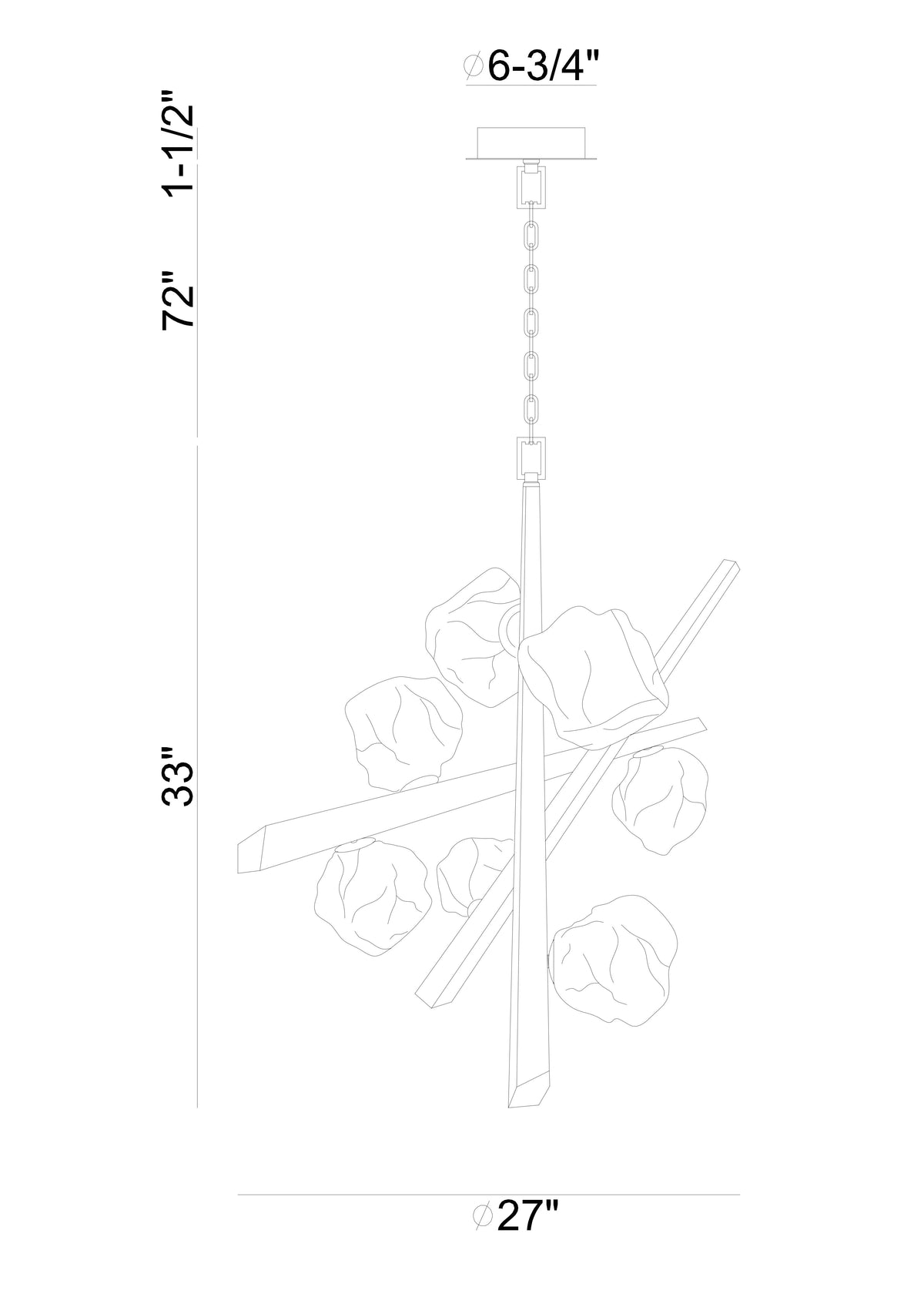 Thorah chandelier dimension drawing