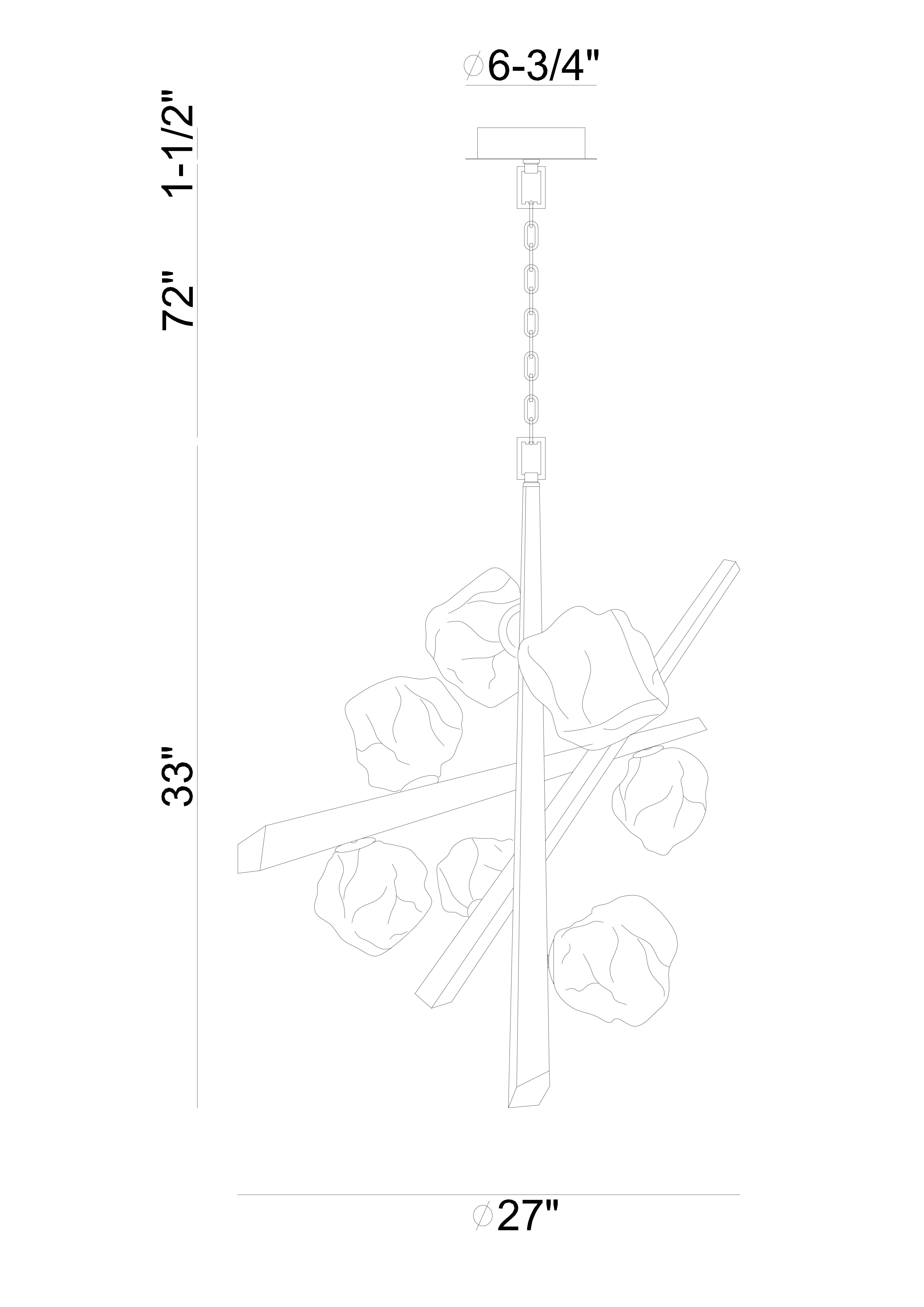 Thorah chandelier dimension drawing