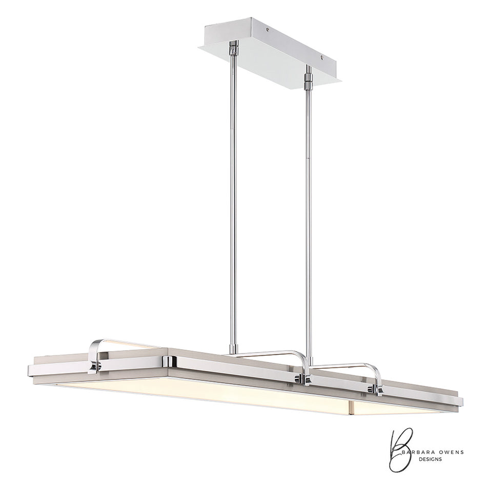 Eurofase Annilo 48.25" LED Chandelier, Chrome with White Acrylic, front view