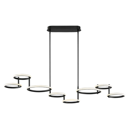 Eurofase Giro 58.5" 8-Light LED Chandelier, Matte Black with White Acrylic, front view