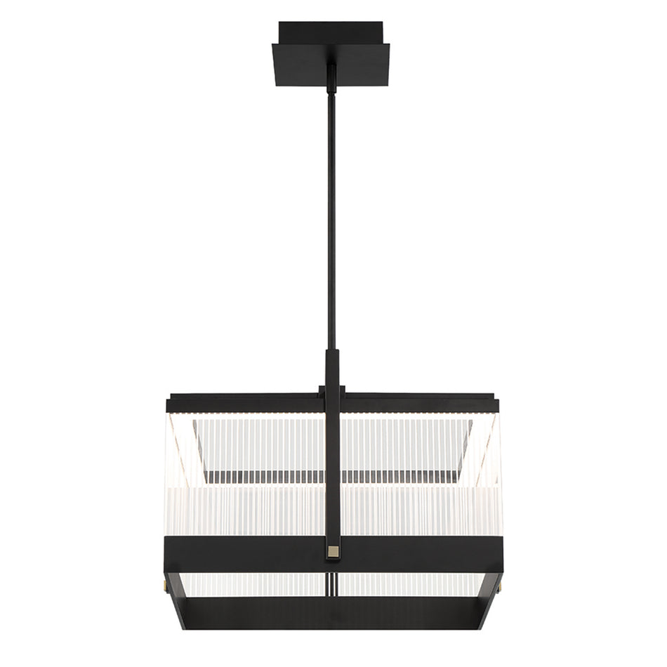 Eurofase Tye 19.5" LED Chandelier, Matte Black with Clear Acrylic, front view