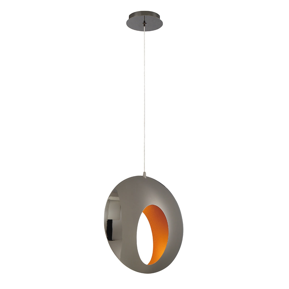 Eurofase Arlington 13.5" LED Pendant, Chrome with Gold Steel, front view