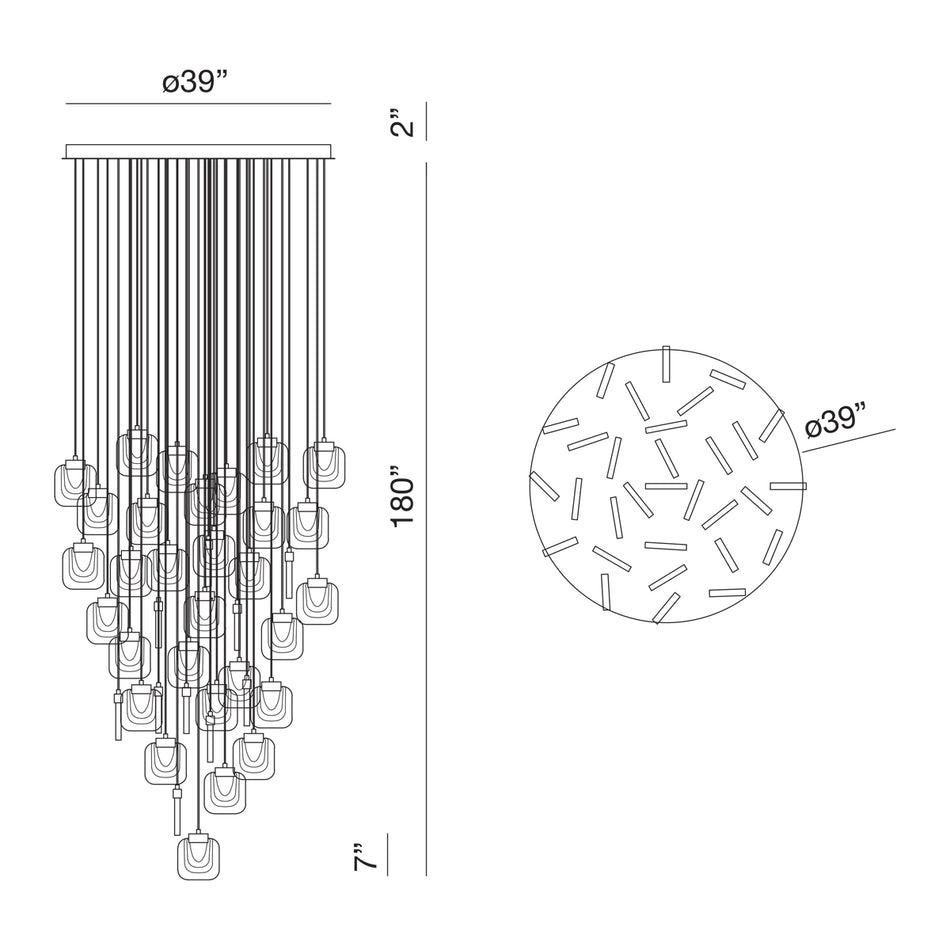 Paget chandelier dimension drawing