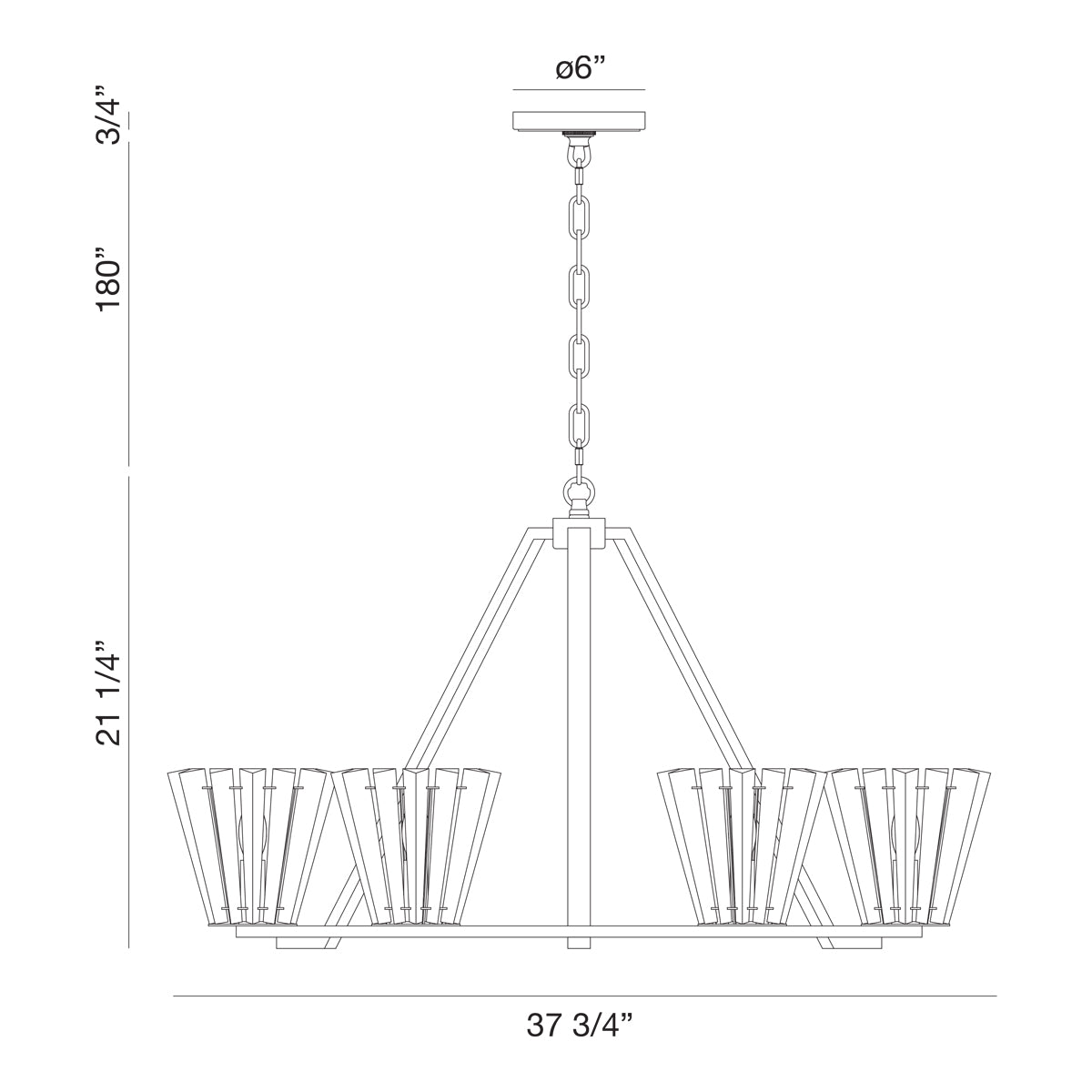 Ricca chandelier dimension drawing