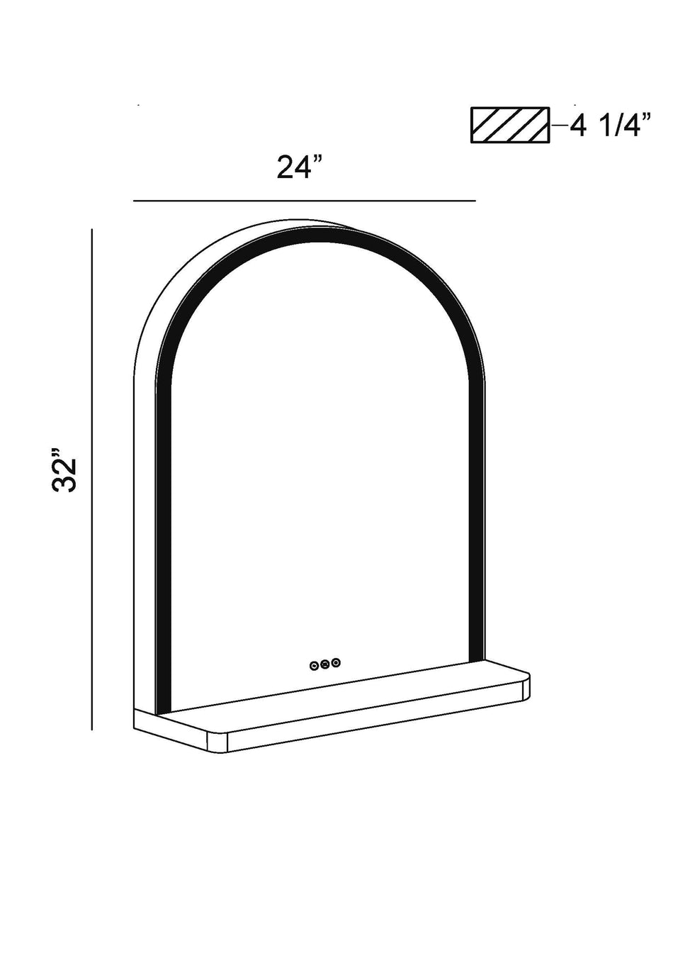 Serin LED mirror dimension drawing