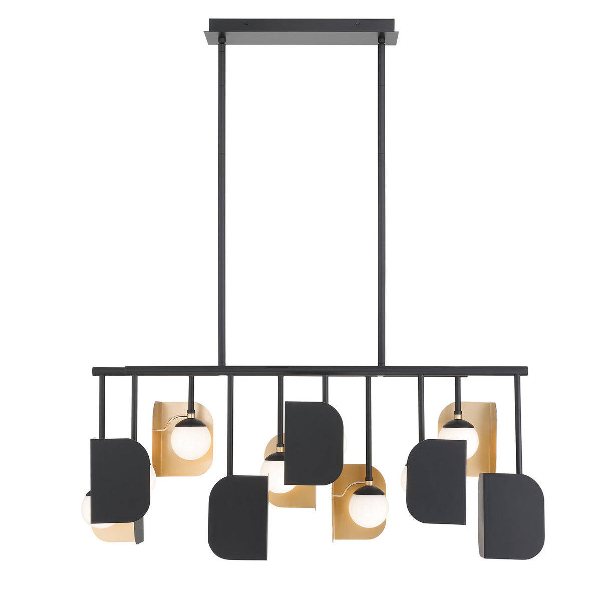 Eurofase Cornice 45" 10-Light LED Chandelier, Gold­black Mix with Glass Glass, front view