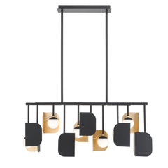 Eurofase Cornice 45" 10-Light LED Chandelier, Gold­black Mix with Glass Glass, front view